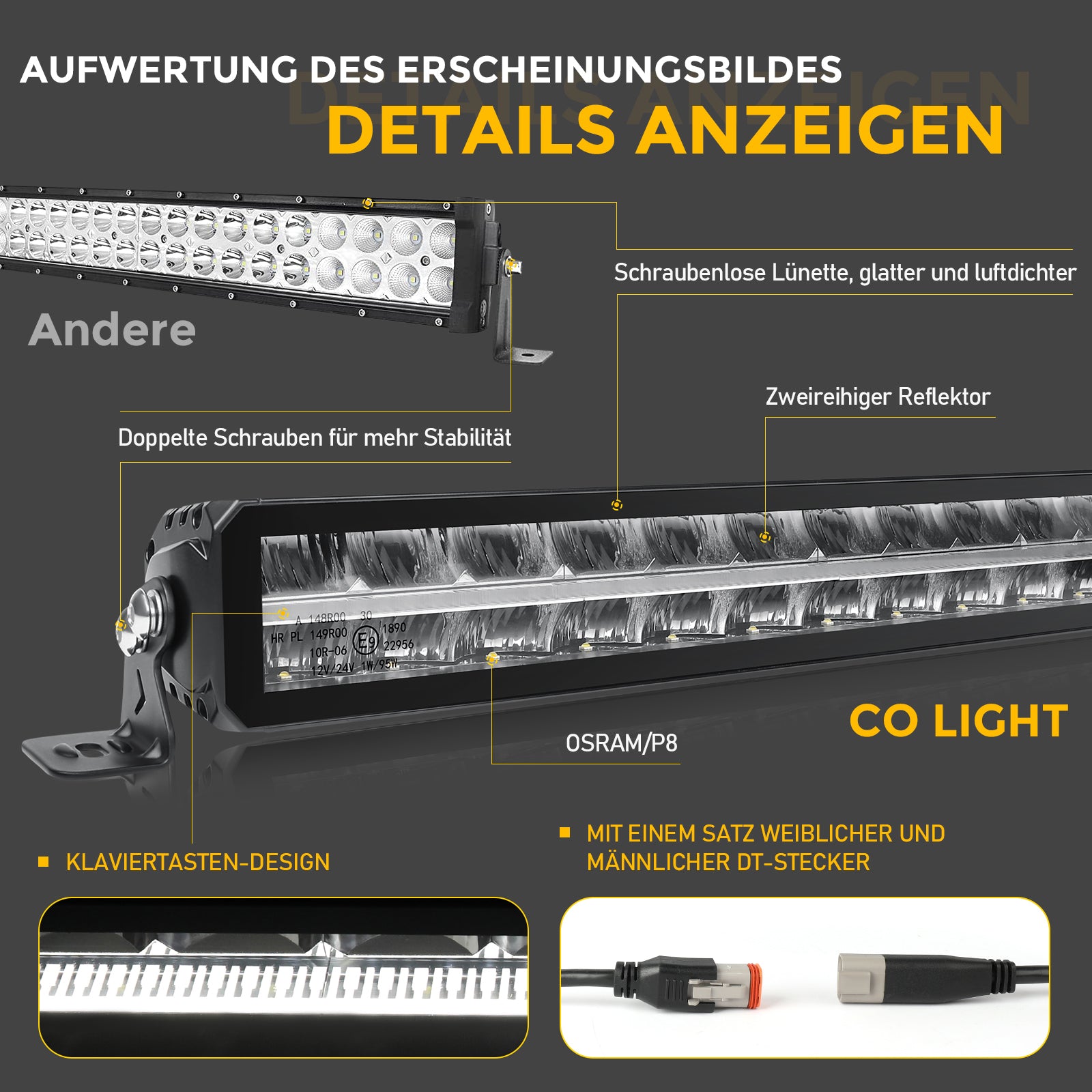 42Inch Polar Bear Series Dual Row LED Light Bar With White&Amber DRL
