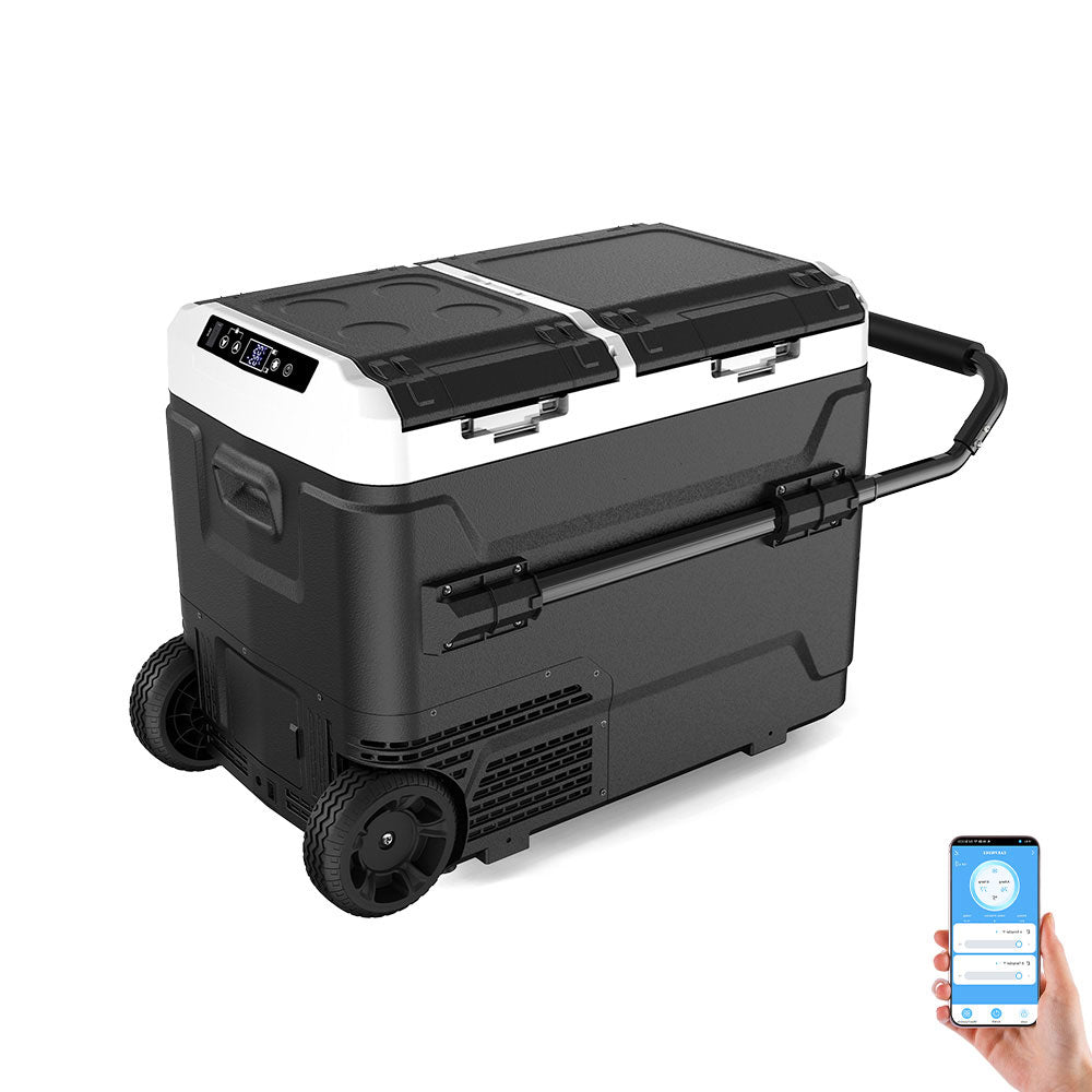 50L Dual Zone Portable Refrigerator With Battery 12V For Car