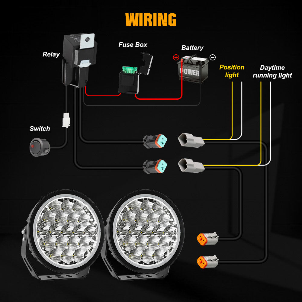 COLIGHT 9inch Aura Series Combo Beam LED Driving Lights With Yellow&White DRL