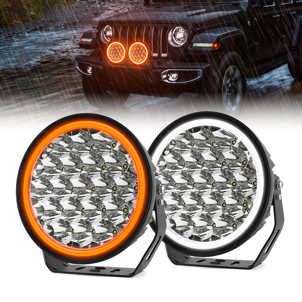 COLIGHT 9inch Aura Series Spot Beam LED Driving Lights With Yellow&White DRL