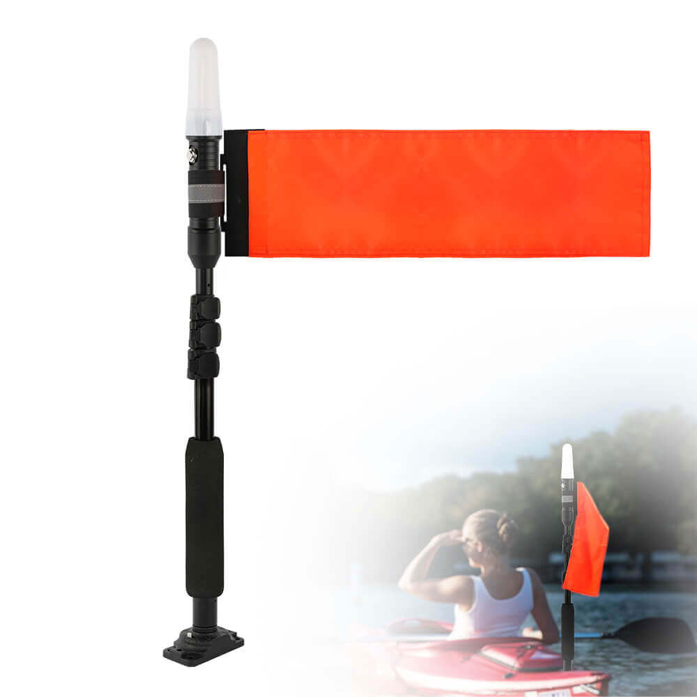 Kayak Safety Light Orange Flag with Retractable Pole