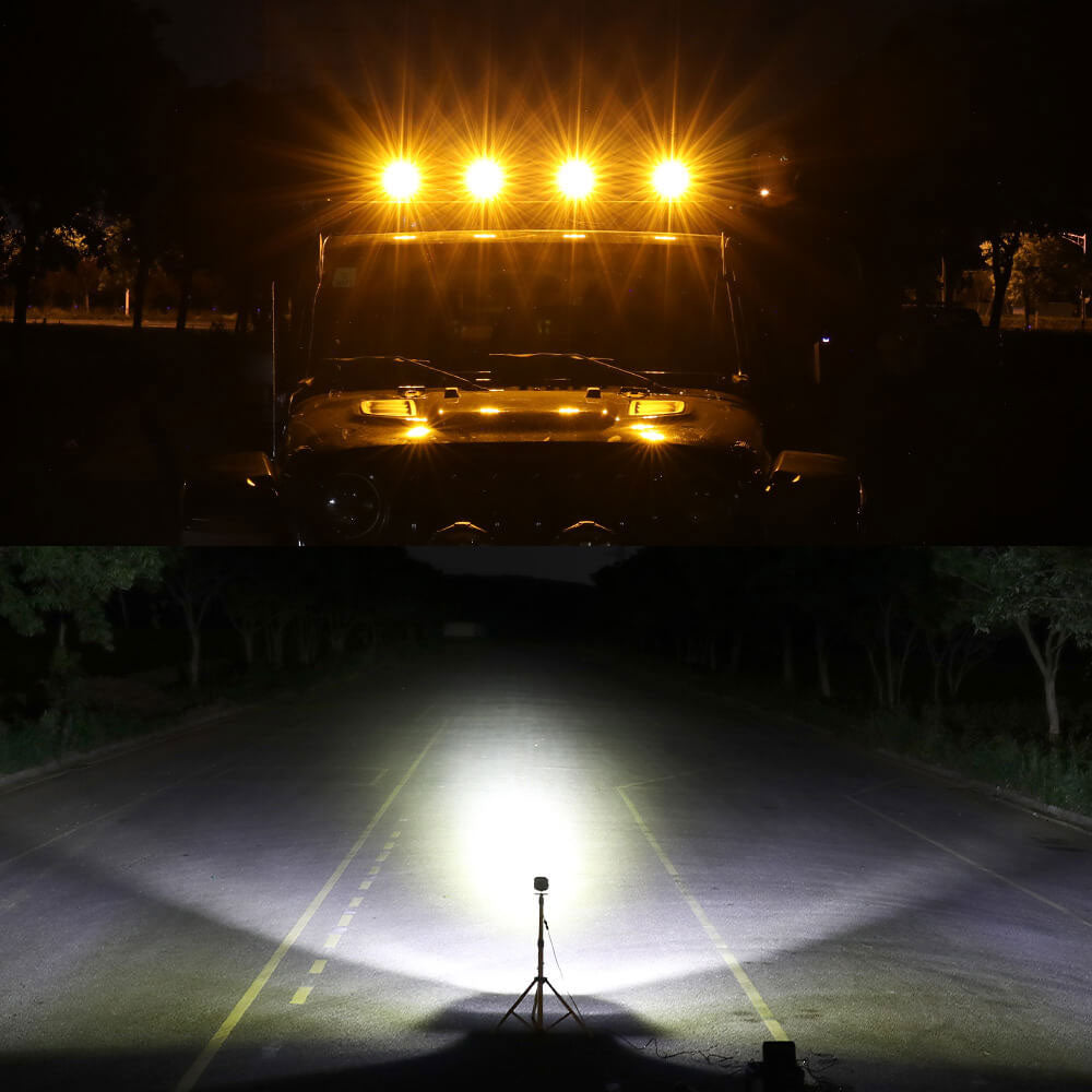 NEW 5inch Diamond Series Side Shooter Ditch Lights With White&Amber DRL