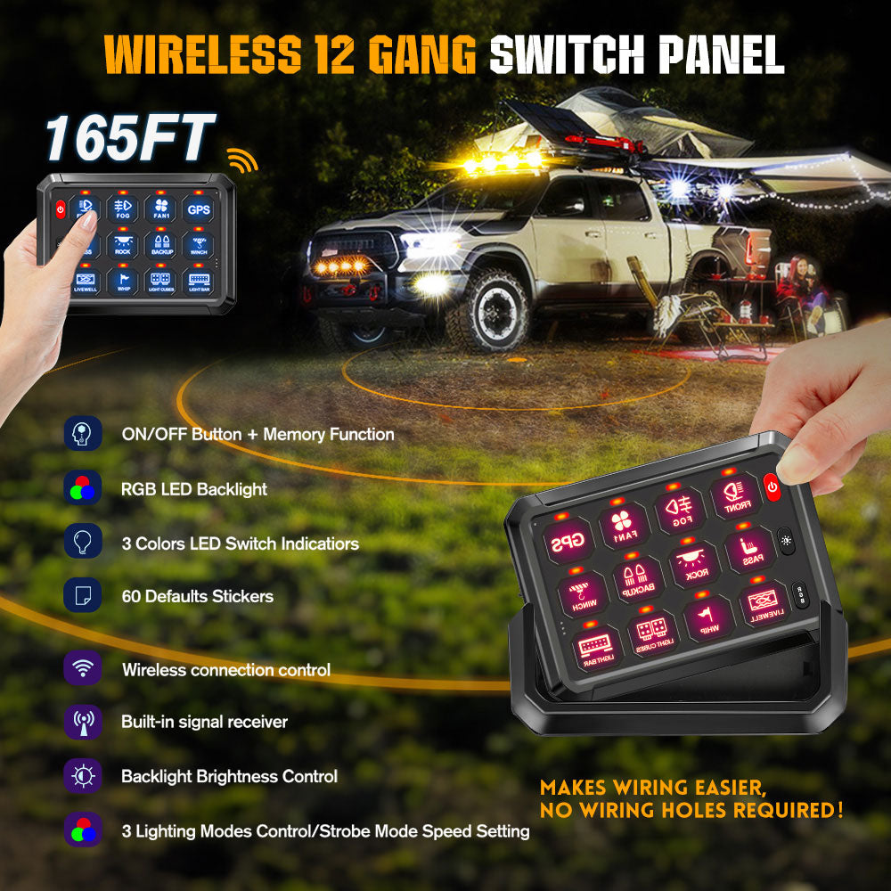 New Wireless 12 Gang RGB Switch Panel System With ACC Wire