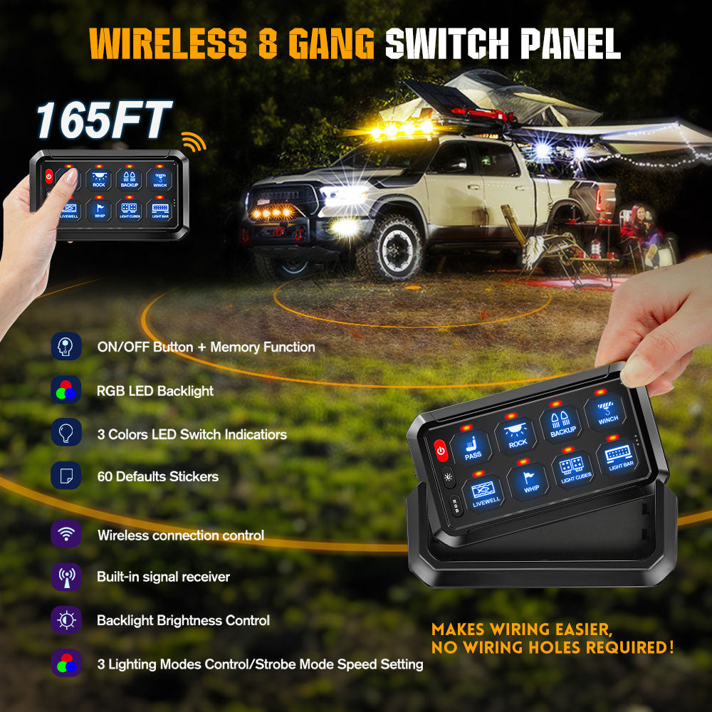 New Wireless 8 Gang RGB Switch Panel System With ACC Wire