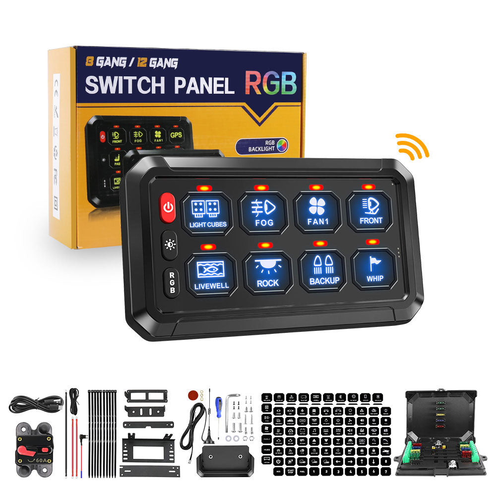 New Wireless 8 Gang RGB Switch Panel System With ACC Wire