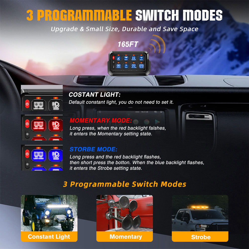 New Wireless 8 Gang RGB Switch Panel System With ACC Wire