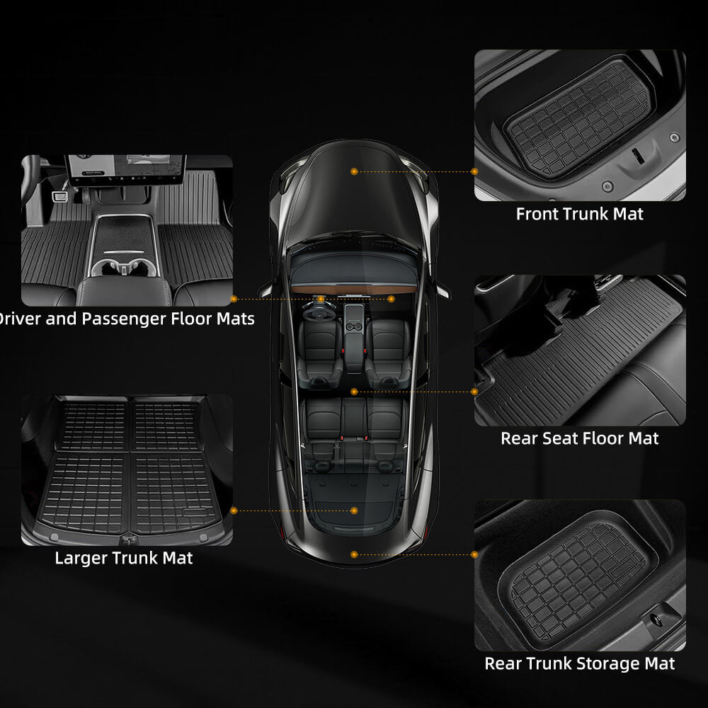 Tesla Model Y Heavy Duty Waterproof All-Weather Floor Mats(Full Set)