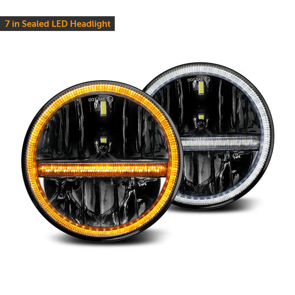 CO LIGHT 7 Inch Dual Beam Amber/White DRL Classic Headlight