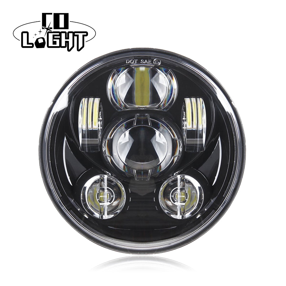 CO LIGHT 5.75 Chrome/Black Projector Motorcycle LED Headlamp