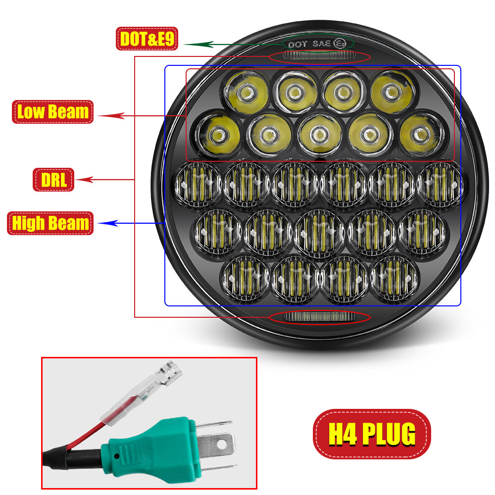 80W 5.75 inch Round LED Headlight for Harley Motorcycle