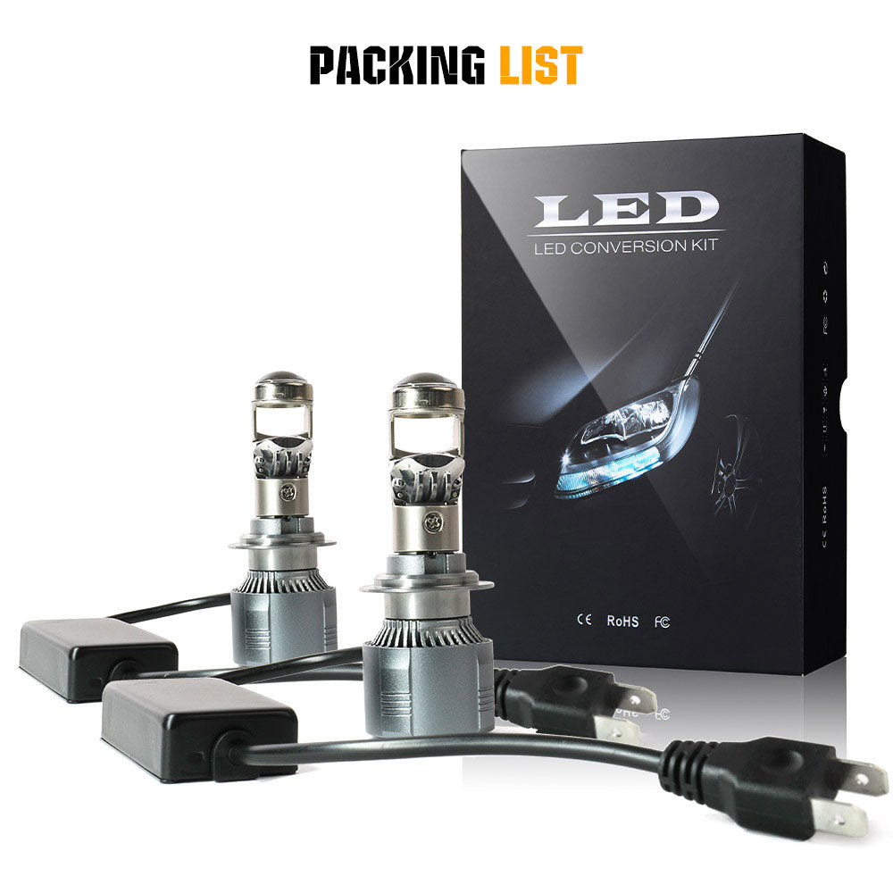 H1 LED Bulb 2.5 inch Mini LED Projector Len High Low Beam Fit H4 H7 Plug
